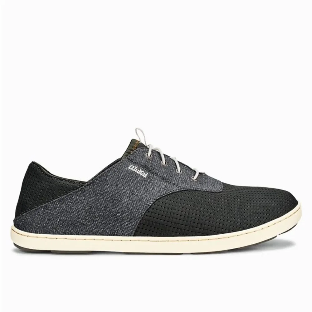 Olukai Nohea Moku Lightweight Mesh Slip On Deck Loafers in Dark Shadow Gray